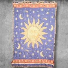 BOJV アート ラグ ブランケット ビンテージ 太陽 月 土星 宇宙 占い