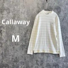 n196【Callaway】長袖シャツ ラメボーダーフライス ハイネック