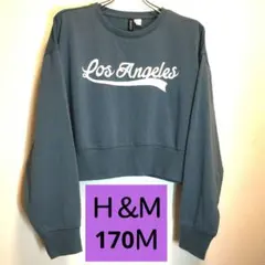 ★Ｈ＆Ｍ★レディースショート丈トレーナー170Ｍサイズ(くすみブルー)