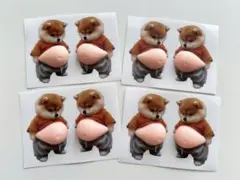 4個セット(8個入り)柴犬 おなかプニプニシール 3Dシールステッカ　シール帳