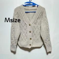 アンドサーチ　カーディガン　ケーブルニット　手編み風前開きセーター　　Ｍ