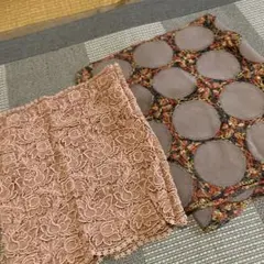 着物ショール ピンクレースと円形模様おしゃれ着物　遊び着物　アンティーク