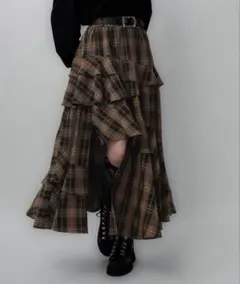【最終価格】HARE アシメフリルスリットスカート チェックのサムネイル
