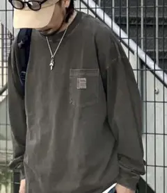 Java 古着風ストリート　ロングTシャツ チャコールのサムネイル