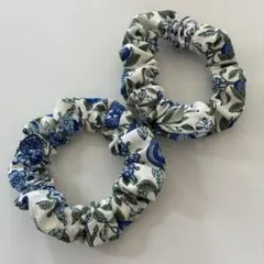 ハンドメイド シュシュ ★ リバティ　ブルー　2個