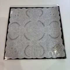 汕頭刺繍 スワトウハンカチ 白糸刺繍 29×29cm 未使用