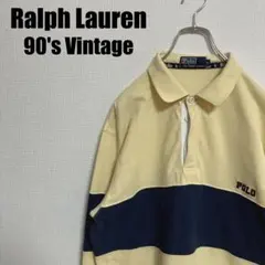 ラルフローレンPOLO刺繍ラガーポロシャツ長袖L鹿の子ロングスリーブワンボーダー