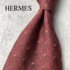 美品 HERMES エルメス ジャガード ドット柄 ネクタイ ボルドー ワイン