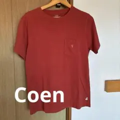 coen 半袖Tシャツ ポケット付き レッド　赤　Mサイズ　古着【匿名配送】のサムネイル