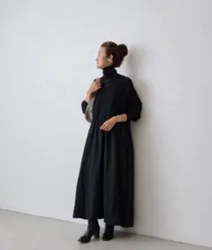 タグ付✨️BEARDSLEY ニットコンビギャザーワンピース　ブラック　0