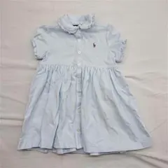 ラルフローレン ポロベア刺繍 半袖ワンピース ベビー 12M 水色 キッズ