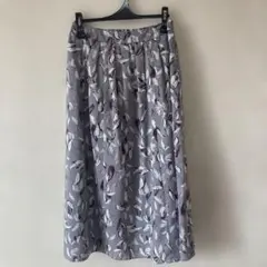 reflect花柄フレアロングスカート グレー
