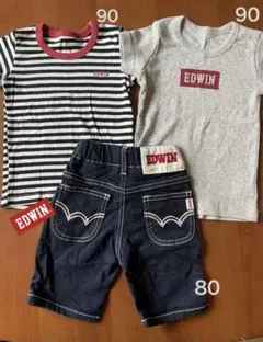 EDWIN デニム ショートパンツ Tシャツ 3点セット