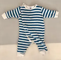 PETIT BATEAU 厚手 ストライプロンパース 6m 67cm