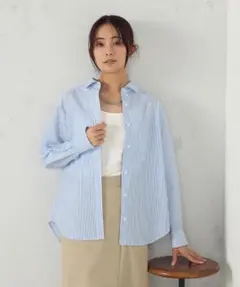 COMME CA ISM　コムサイズム　ストライプシャツ　ブルー　9号