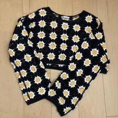 ZARA クロップドクロシェニットセーター　ブラックのサムネイル