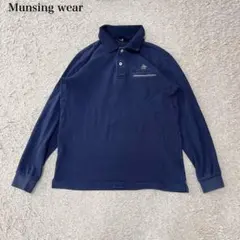 マンシングウェア メンズ ポロシャツ(M) ロゴ刺繍 シンプル ネイビー　ゴルフ