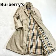 バーバリー　英国製　ステンカラーコート　ロング115 裏地ノバチェック総柄　L