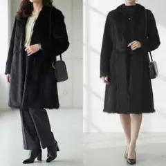 G8023*ZARA ザラ☆リバーシブル☆ファー☆ムートンコート☆黒ブラック