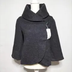 週末限定 新品 ビッグカラー フレア ショートコート ストレッチ ウール 短丈