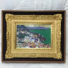 剣崎 風景画 久富金之助 肉筆油彩 額装 印象美術品 鎌倉武士 歴史 額縁