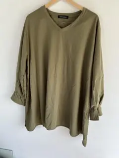 オリーブ色 Vネック 長袖Tシャツ GOLDJAPAN 5L 大きいサイズ