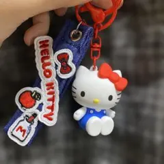 ハローキティ キーホルダー デニム　ストラップ　キティ　チャーム　じゃらじゃら