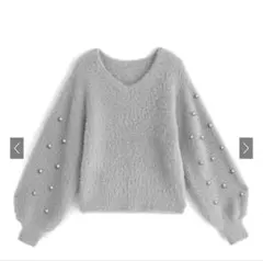 GRL パールスリーブシャギーニットトップス ニット