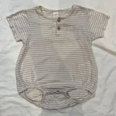 cotori ストライプ ボタン付き ロンパース 80