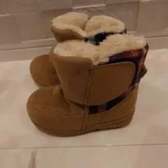 スエード チェック柄 ブーツ15㌢