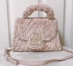 RANDA 2WAY モノグラムショルダーファーバッグ ピンク