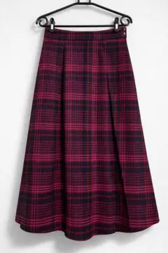 エニィスィス　ANY SIS　レッド　チェック　ミモレ丈フレアスカート