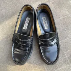 HARUTA ブラックレザー ローファー