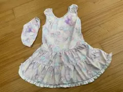 130サイズ 水着ドレス キャップ付き　ぼんぼんりぼん