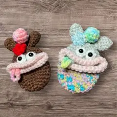 かぎ針編み　パクパクモンスター　キーケース　うさぎ　２種おまとめ