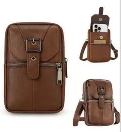 牛革 3Wayスマホポーチ スマホショルダー カラビナ付き ポシェット 新生活