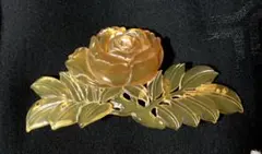 【アンティーク】帯留め・　ブローチ　薔薇　鼈甲？　和装小物　A59