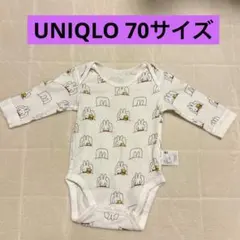 UNIQLO ミッフィー 長袖ロンパース 70 白 総柄