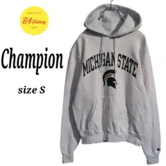 Champion　フーディー　スウェット　パーカー　カレッジロゴ　白　メンズ　S