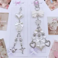 白 ビーズキーホルダー/ストラップ y2k 韓国 コレクトブック ホワイト 平成