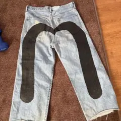 EVISU風 デニムパンツ カモメペイント ワイドのサムネイル