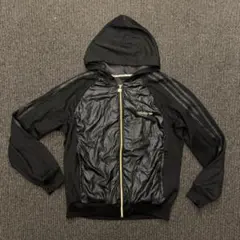入手困難 adidas 異素材切り替えトラックジャケット パーカー黒×金 00s