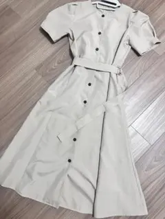 ベージュ シャツワンピース 半袖 サイズ2