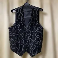 フォーマルベスト ブラック グレー 幾何学模様