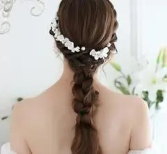 【ステラブライダル】ホワイトフラワーと淡水パールのブライダルヘッドピース