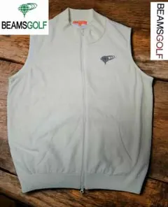 送料無料/超美品　BEAMSGOLF ホワイト キルティングジップアップベスト