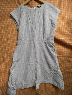 UNIQLO ストライプ ノースリーブチュニック L 膝丈ワンピ