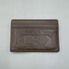 極美品✨️コーチ カードケース シグネチャー エンボス加工 メンズ レザー 茶