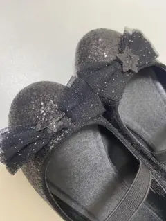 H&M 黒 グリッター バレエシューズ 17cmキッズシューズ 結婚式 h&m