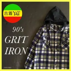 90s GRIT IRON ヘビーウェイトチェックネルシャツUS古着アメカジ
